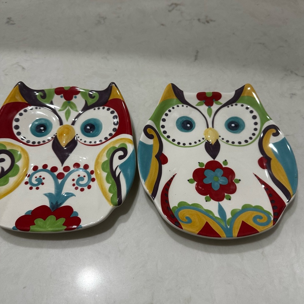 Bella 3D OWL Appetizer Plates Set Of 2 6.5”